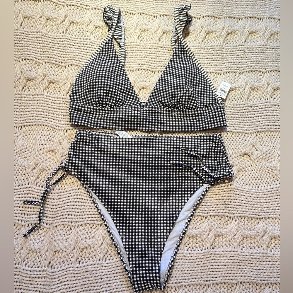 Aerie Black and White Gingham Bikini Set